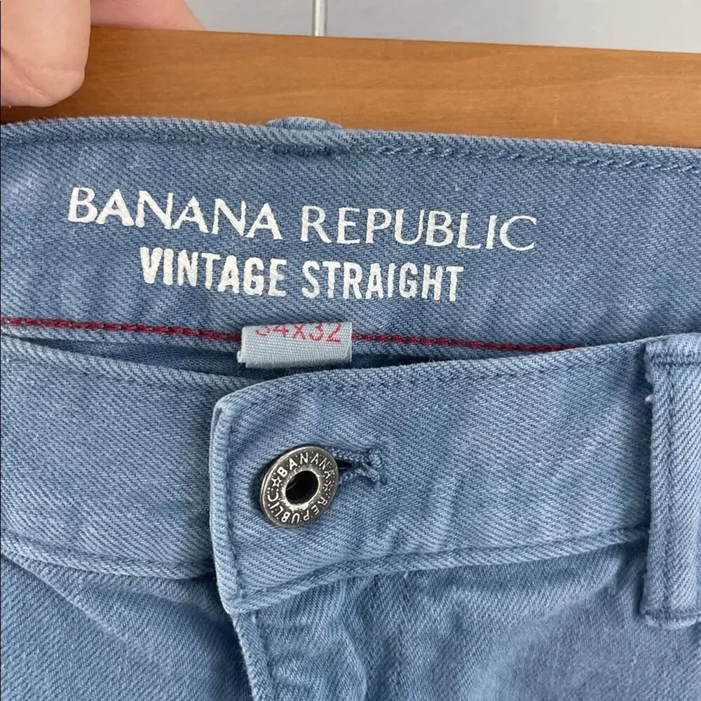 Banana Republic Vintage Straight stretch flat front blue denim jean pants 34x32